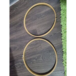 Lot of 2 Vintage Wooden Round Embroidery Cross Stitch Hoops  Screw Tighten 12in
